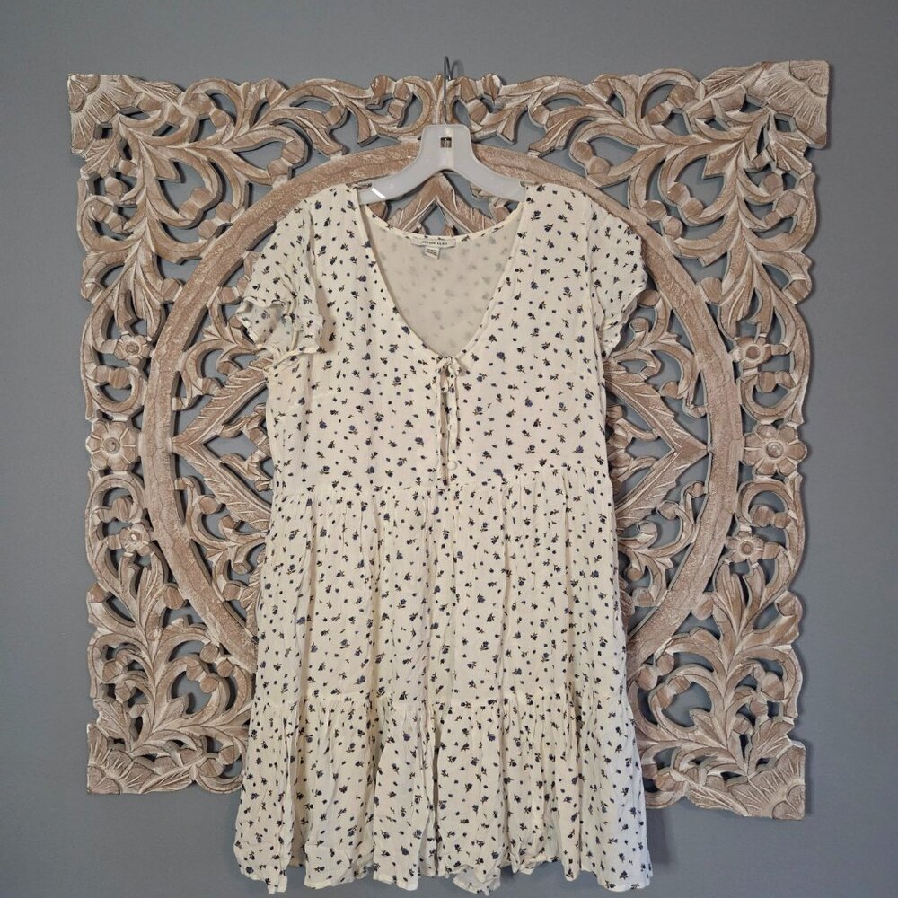 American Eagle Ivory and blue mini Floral Dress size medium M